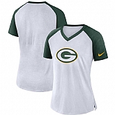 Women Green Bay Packers Nike Top V Neck T-Shirt White Green,baseball caps,new era cap wholesale,wholesale hats